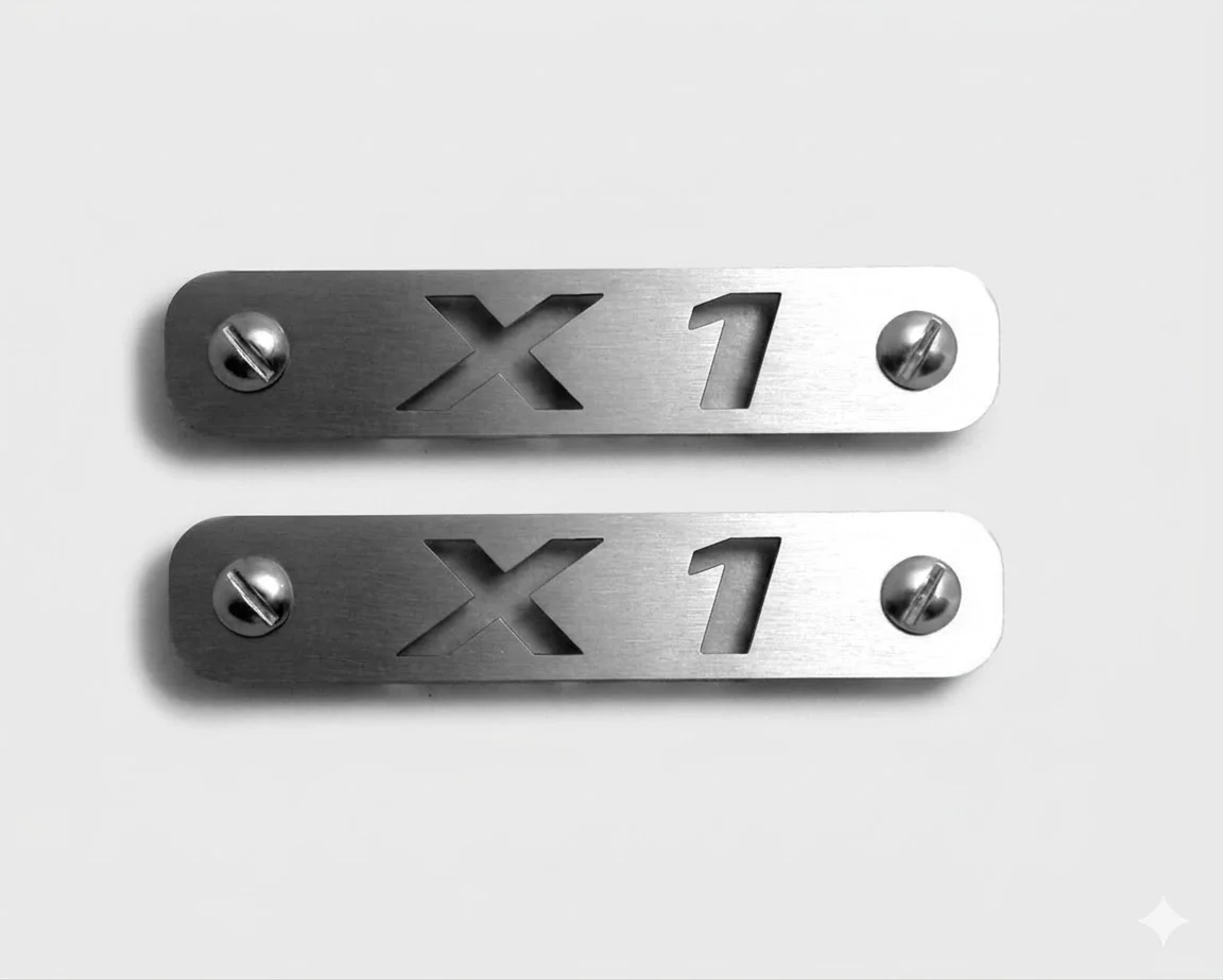 BMW X1 Floor Mat Emblem Set β Stainless Steel Badges - Image 2