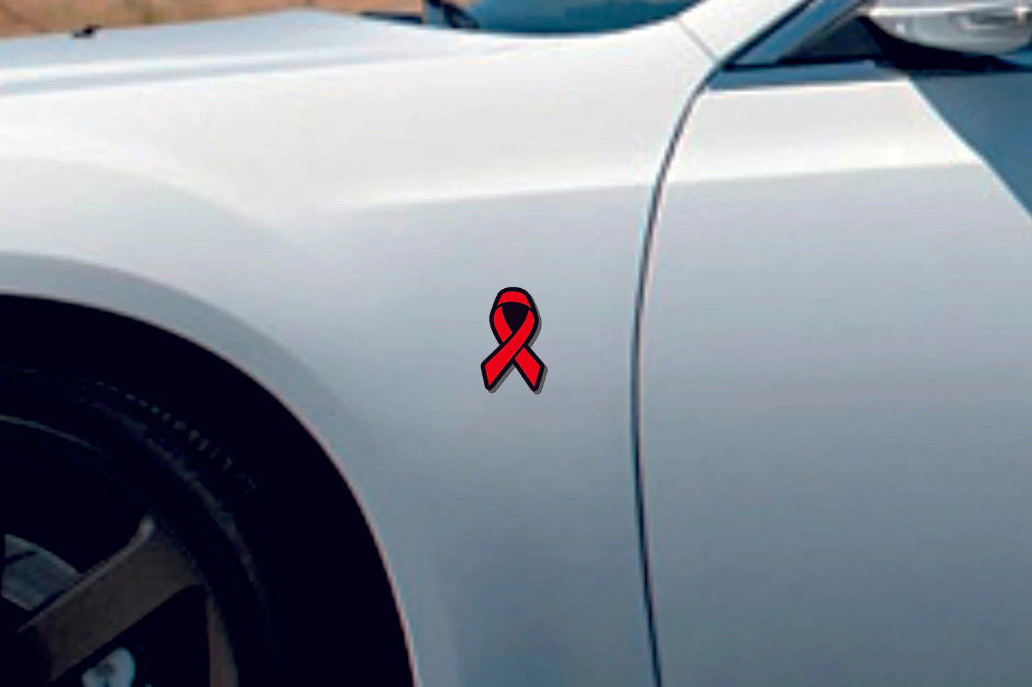 Car emblem badge for fenders with Cancer Ribbon logo - Image 2