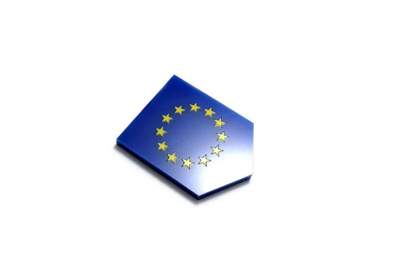 Car emblem badge with flag of European Union