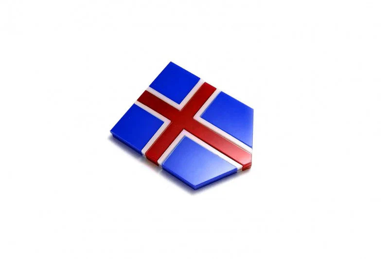 Car emblem badge with flag of Iceland