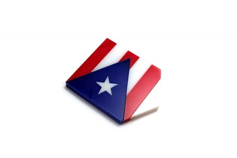 Car emblem badge with flag of Puerto Rico
