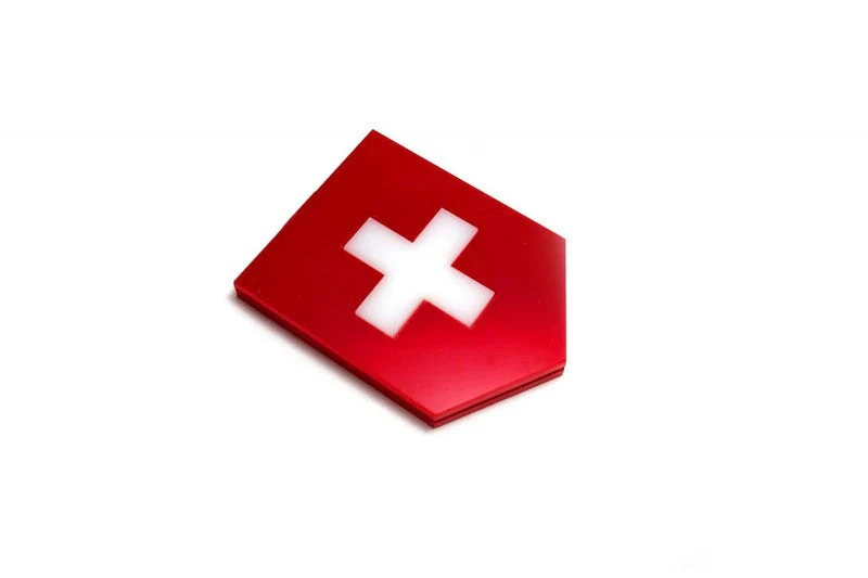 Car emblem badge with flag of Switzerland