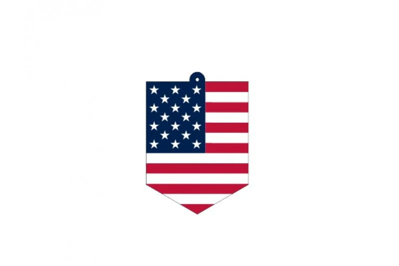 Car emblem badge with flag of USA