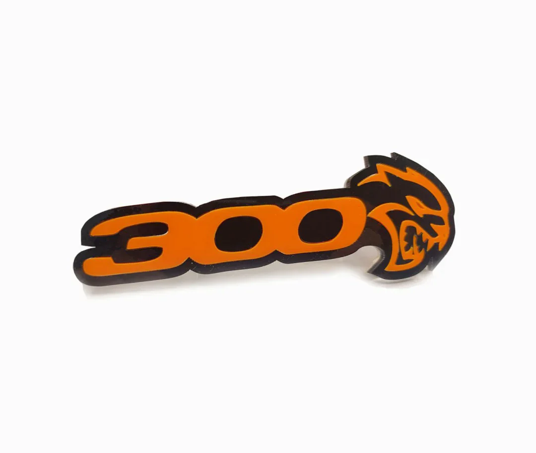 Chrysler 300C II tailgate trunk rear emblem with 300 + Hellcat logo - Image 5