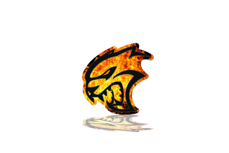 Chrysler Radiator grille emblem with Hellcat Fire logo - Image 6