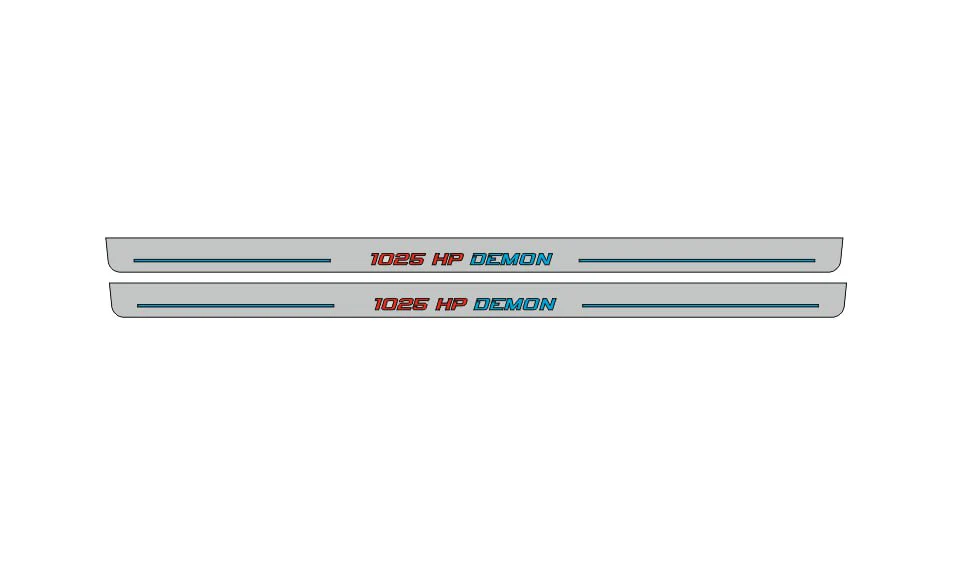 Dodge Challenger 2008+ LED Door Sills PRO With 1025 HP DEMON Logo