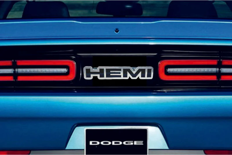 Dodge Challenger Stainless Steel trunk rear emblem between tail lights with HEMI logo - Image 2