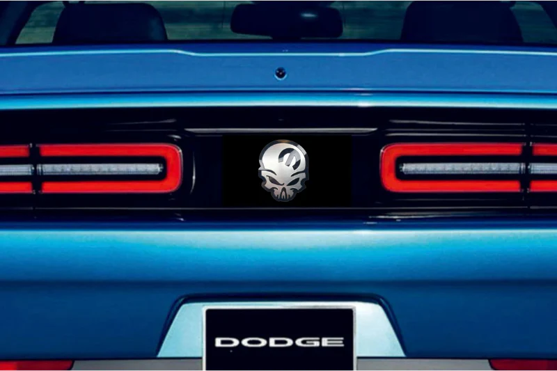Dodge Challenger Stainless Steel trunk rear emblem between tail lights with Mopar Skull logo - Image 2