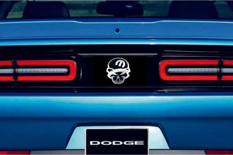 Dodge Challenger Stainless Steel trunk rear emblem between tail lights with Mopar Skull logo (Type 2) - Image 2