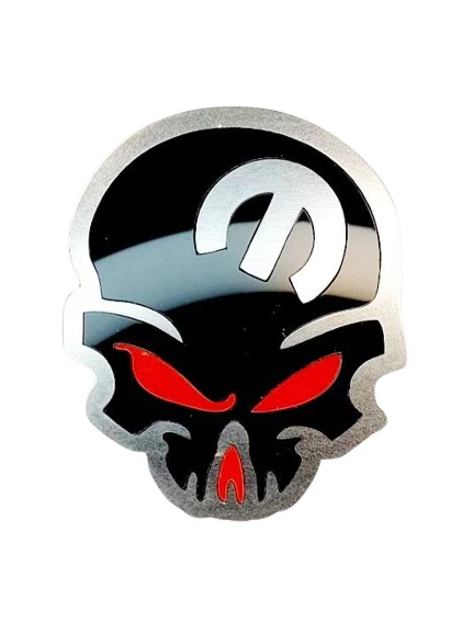Dodge Challenger Stainless Steel trunk rear emblem between tail lights with Mopar Skull logo (Type 3)