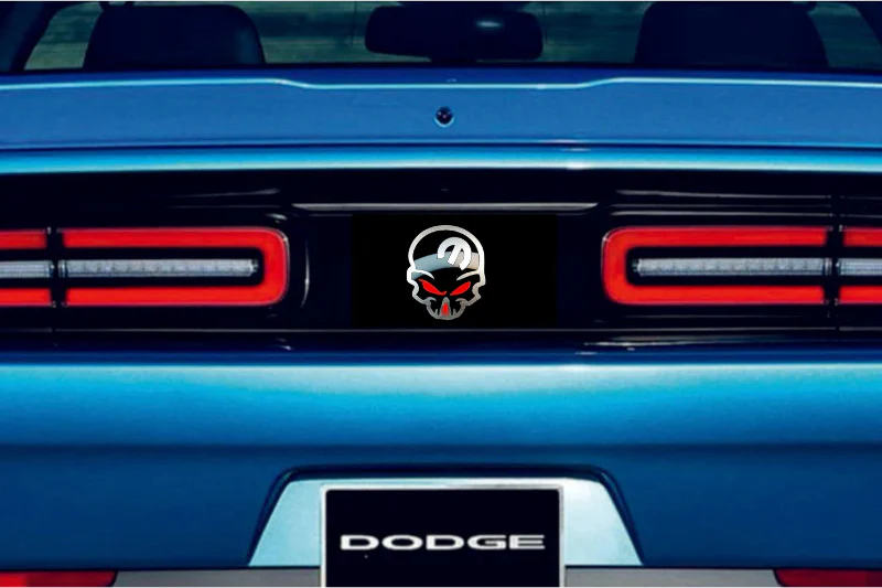 Dodge Challenger Stainless Steel trunk rear emblem between tail lights with Mopar Skull logo (Type 3) - Image 2