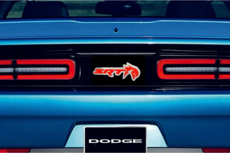 Dodge Challenger Stainless Steel trunk rear emblem between tail lights with SRT Trackhawk logo - Image 2