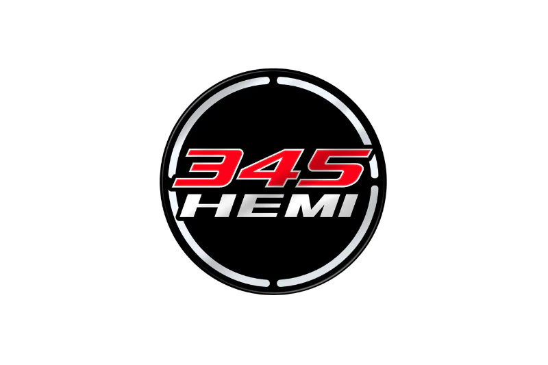 Dodge Challenger trunk rear emblem between tail lights with 345 HEMI logo (type 3)