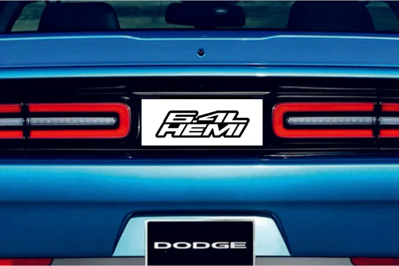 Dodge Challenger trunk rear emblem between tail lights with 6.4L Hemi logo - Image 2