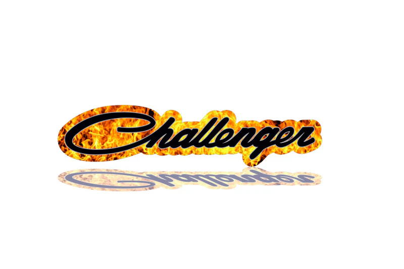 Dodge Challenger trunk rear emblem between tail lights with Challenger Fire logo - Image 2