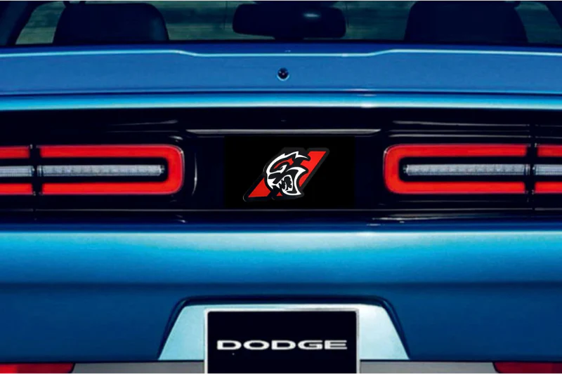 Dodge Challenger trunk rear emblem between tail lights with Hellcat + Dodge logo - Image 2