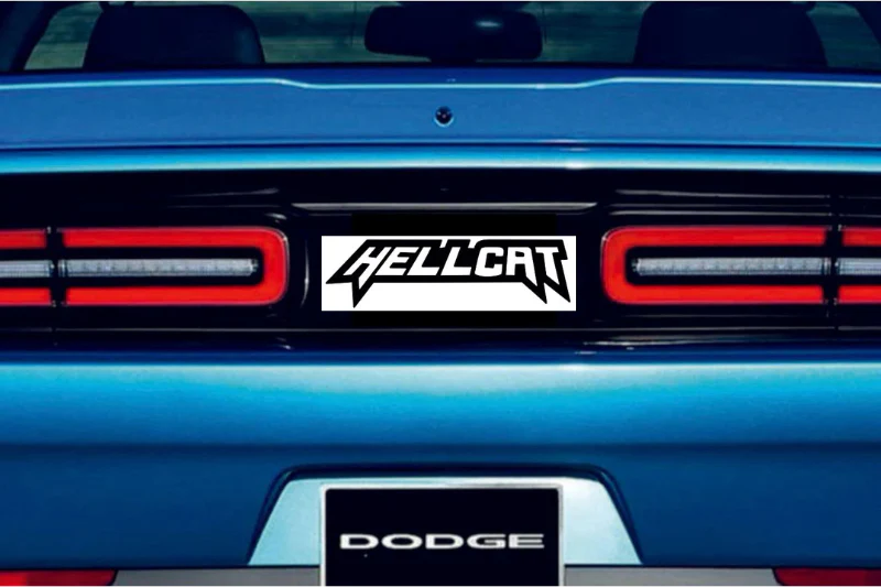 Dodge Challenger trunk rear emblem between tail lights with Hellcat logo (Type 5) - Image 2
