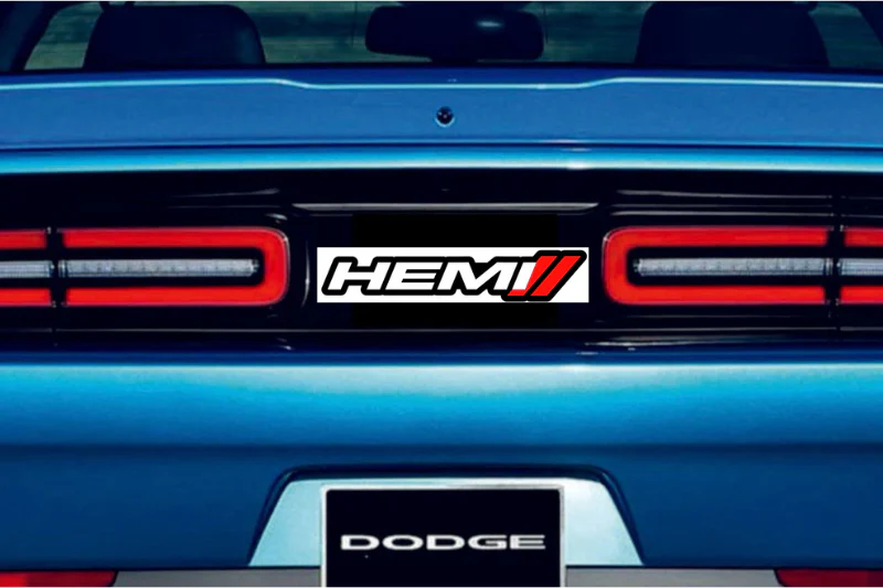 Dodge Challenger trunk rear emblem between tail lights with Hemi + Dodge logo - Image 2