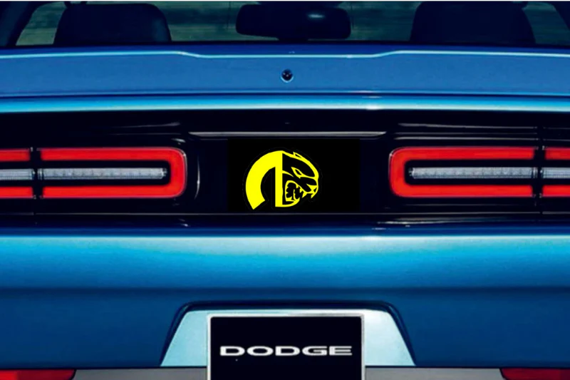 Dodge Challenger trunk rear emblem between tail lights with Mopar Hellcat logo (Type 3) - Image 2