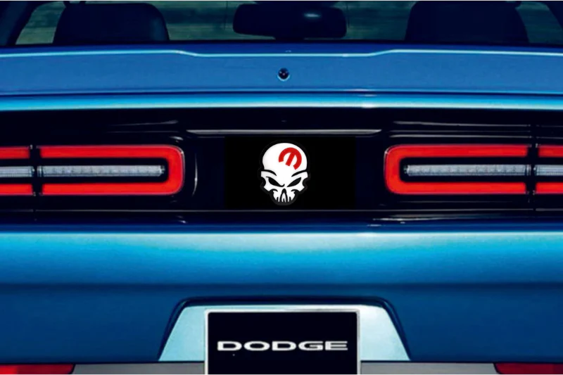 Dodge Challenger trunk rear emblem between tail lights with Mopar Skull logo - Image 2