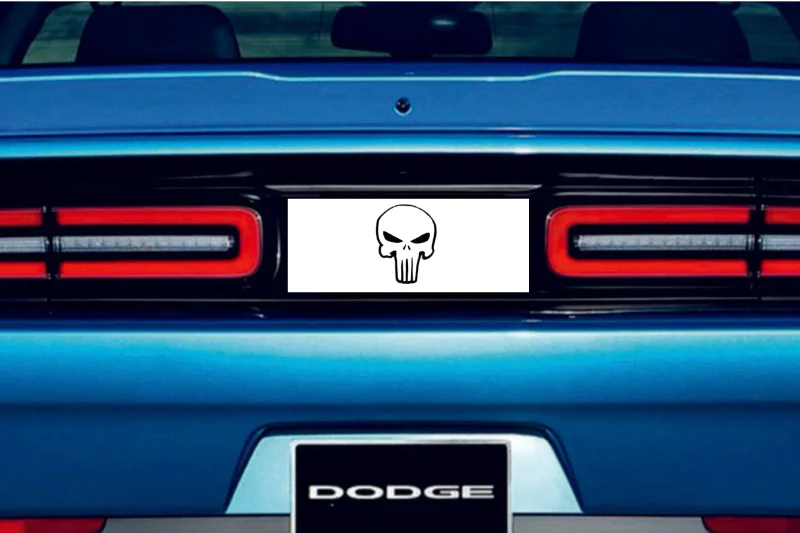 Dodge Challenger trunk rear emblem between tail lights with Punisher logo - Image 2