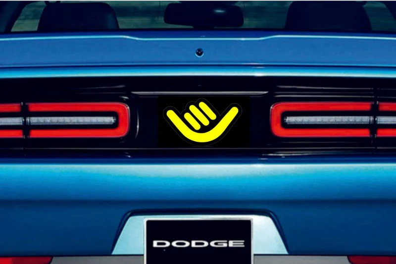 Dodge Challenger trunk rear emblem between tail lights with Shaka logo - Image 2