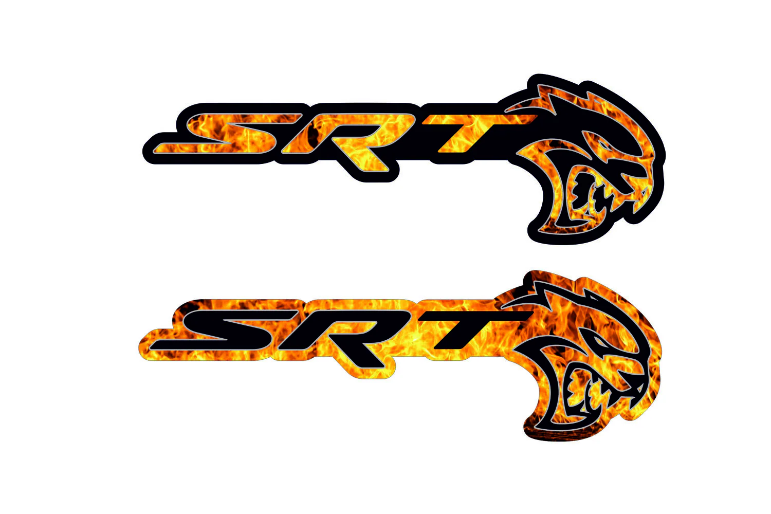 Dodge Challenger trunk rear emblem between tail lights with SRT Hellcat Fire logo - Image 2