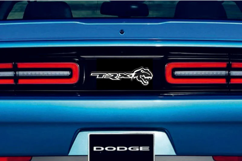 Dodge Challenger trunk rear emblem between tail lights with TRX + Tirex logo (Type 2) - Image 3