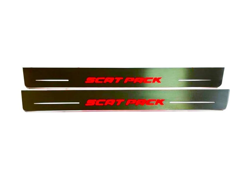 Dodge Charger 2011+ Door Sill Led Plate With SCAT PACK Logo - Image 2
