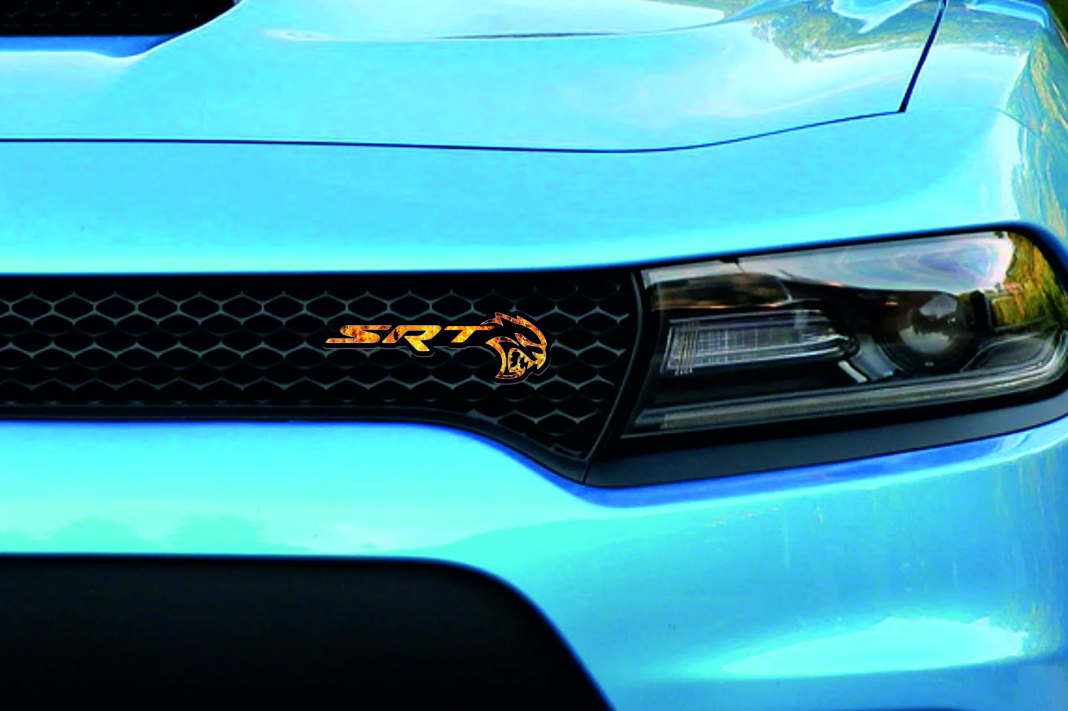 Dodge Emblem & Badge Set - Grille and Tailgate SRT Hellcat Fire logo - Image 2