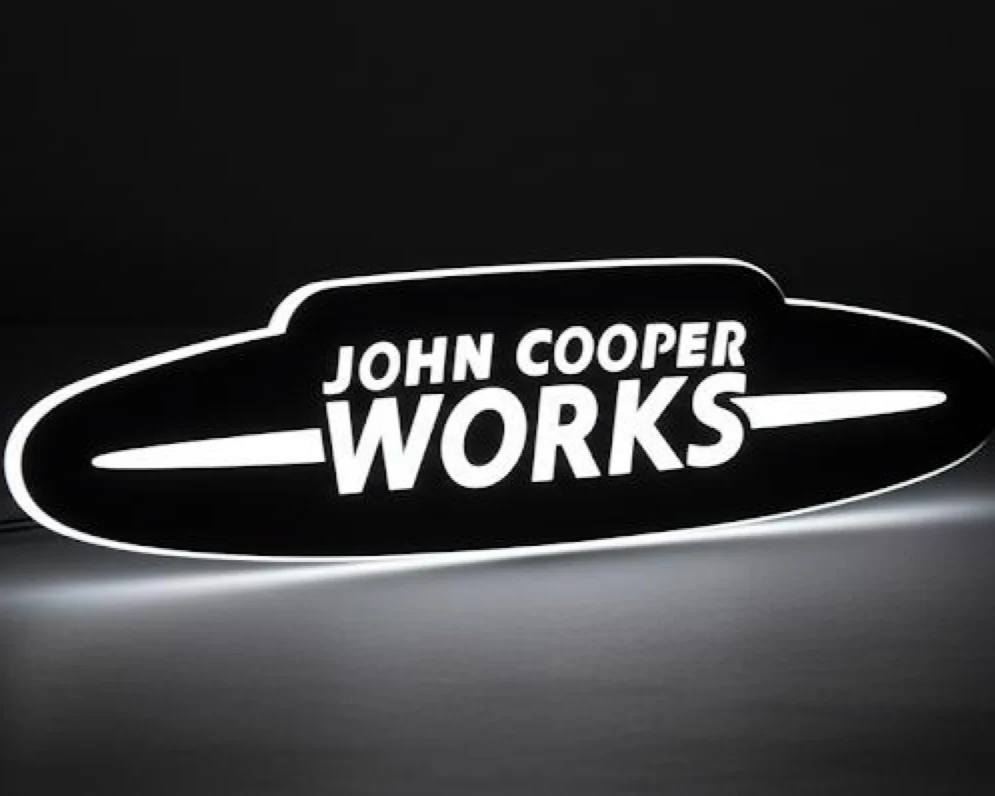 Mini Illuminated LED Radiator Grille Emblems and Badges with John Cooper Works logo