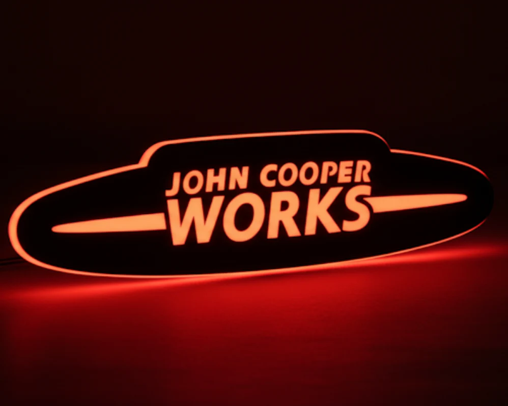 Mini Illuminated LED Radiator Grille Emblems and Badges with John Cooper Works logo - Image 4