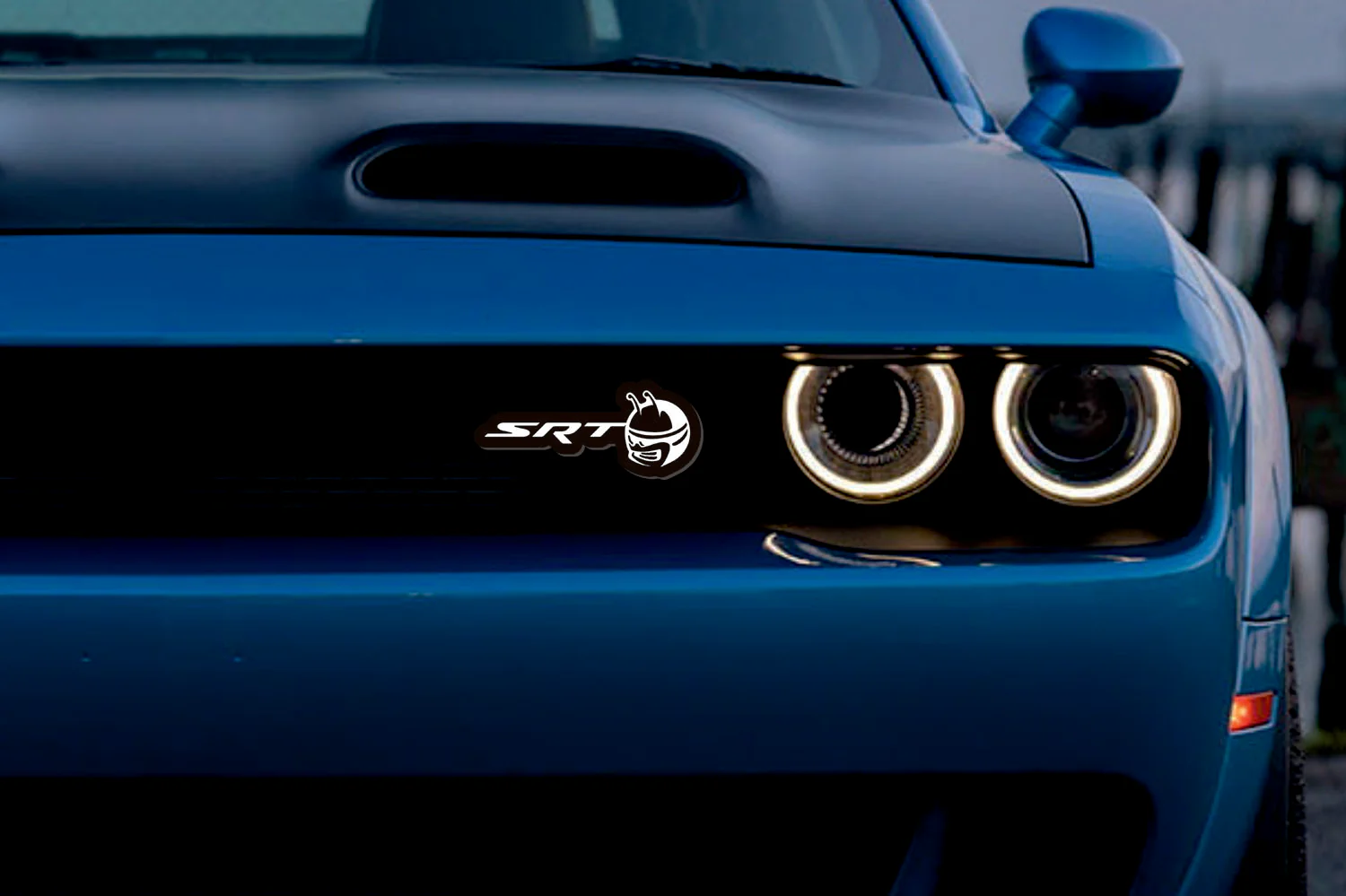 Dodge Illuminated LED Radiator Grille Emblems and Badges with SRT Scatpack Head logo - Image 2