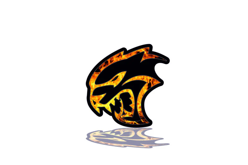 DODGE Radiator grille emblem with Hellcat Fire logo - Image 3