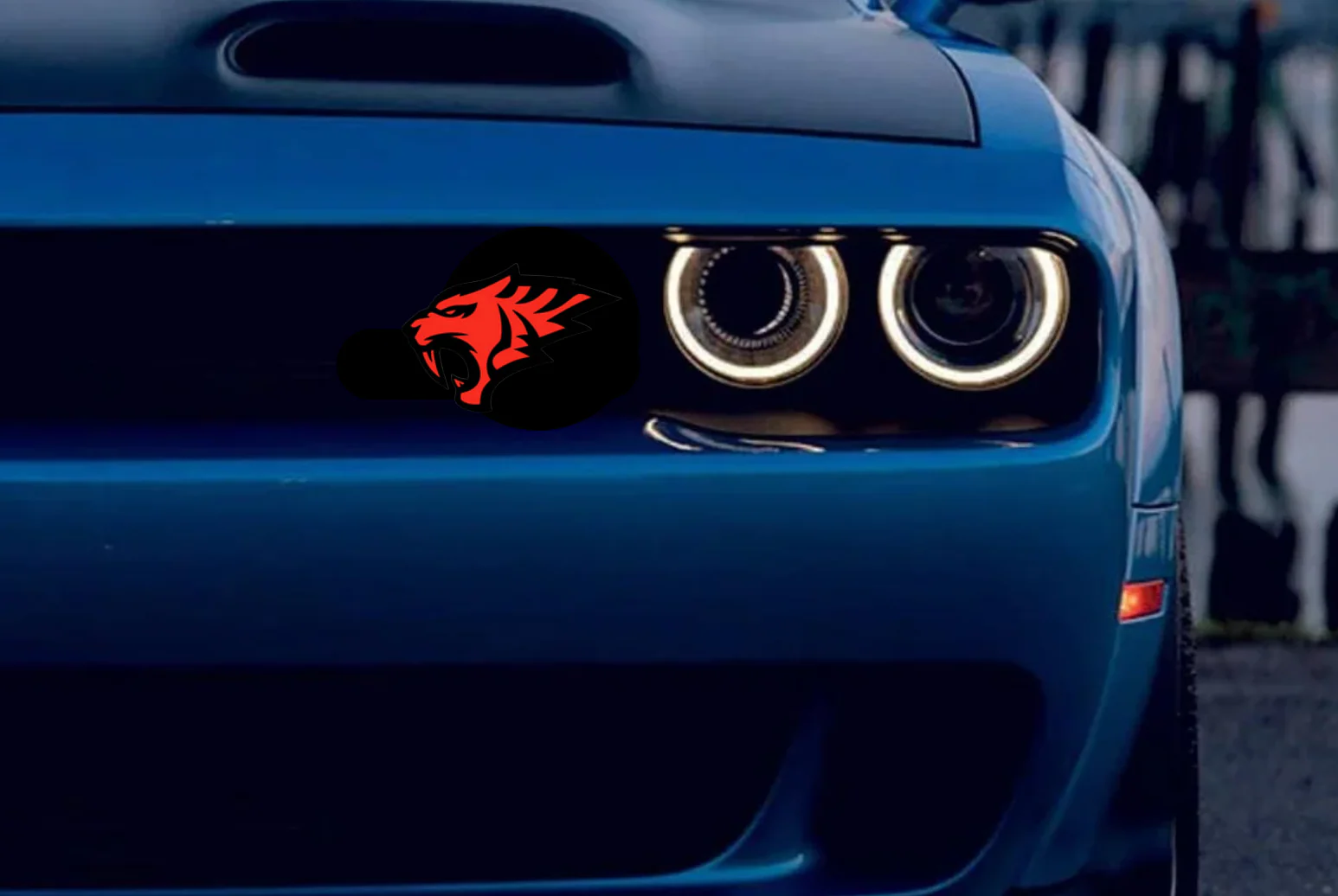 Dodge Radiator grille emblem with HellTiger logo - Image 2