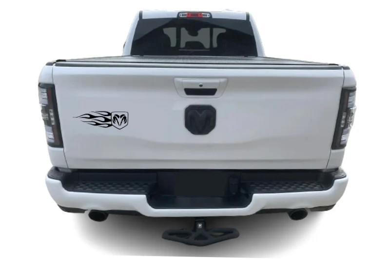 Dodge RAM tailgate trunk rear emblem with Dodge RAM Flame logo - Image 2