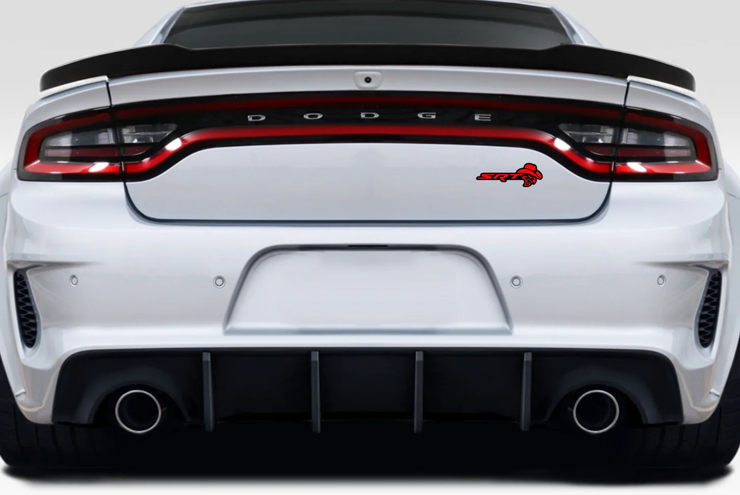 Dodge tailgate trunk rear emblem with SRT Hellcat Cowboy logo - Image 2