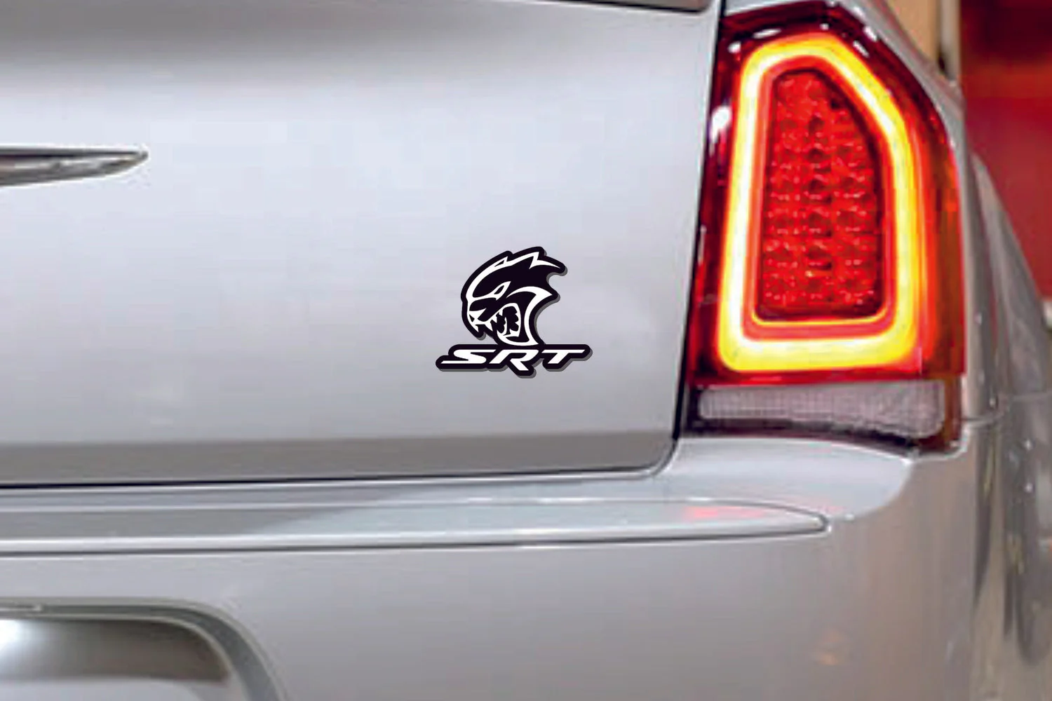 Dodge tailgate trunk rear emblem with SRT Hellcat logo (type 4) - Image 9