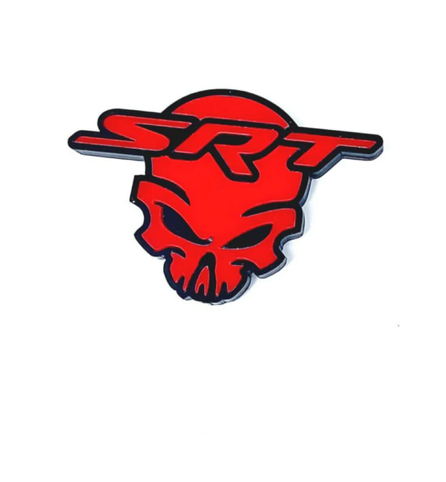 Dodge tailgate trunk rear emblem with SRT Skull logo - Image 3