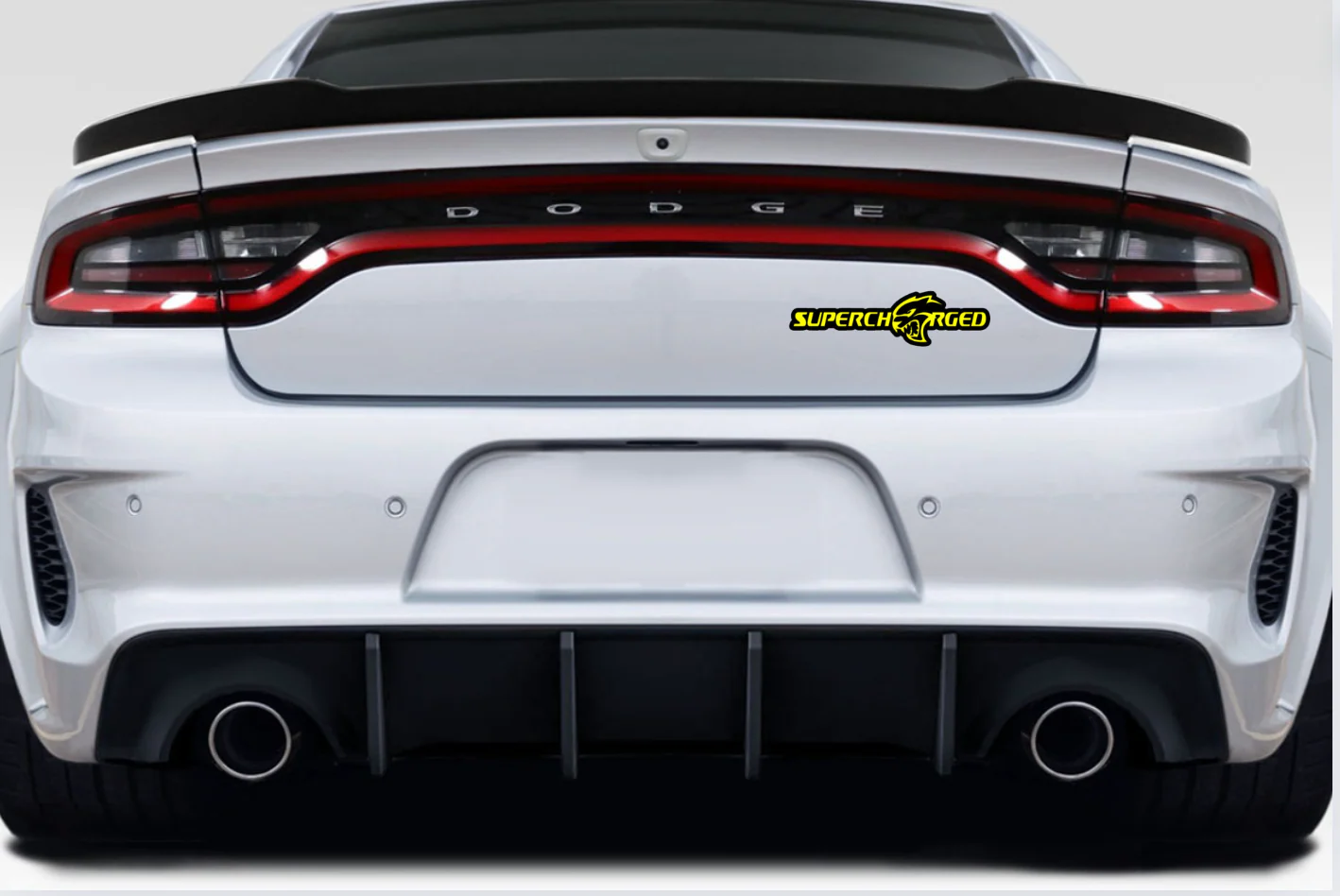 Dodge tailgate trunk rear emblem with Supercharged + Hellcat logo - Image 2