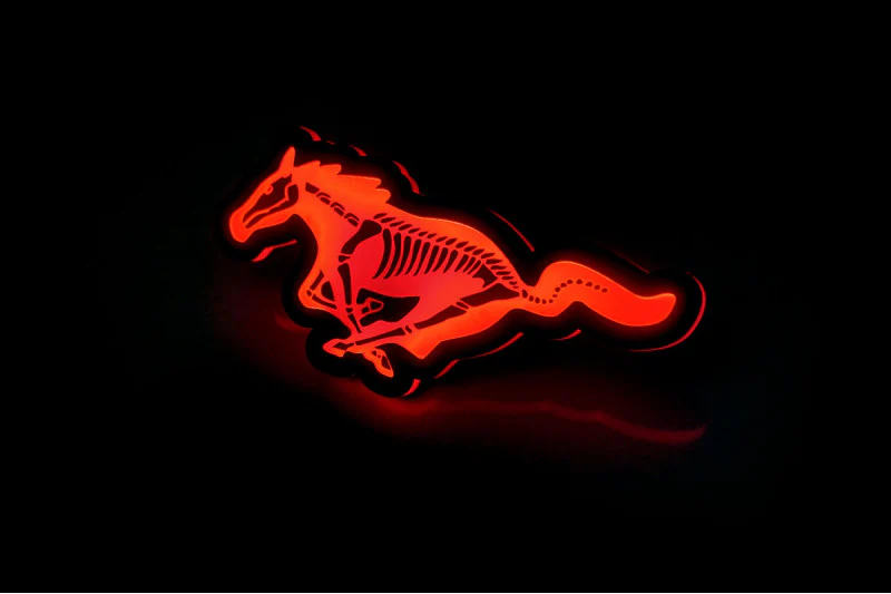 Ford Illuminated LED Radiator Grille Emblems and Badges with Mustang Horse Skeleton logo - Image 3