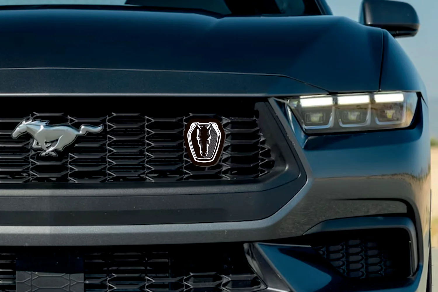 Ford Illuminated LED Radiator Grille Emblems and Badges with Mustang Dark Horse (type 1) logo - Image 2