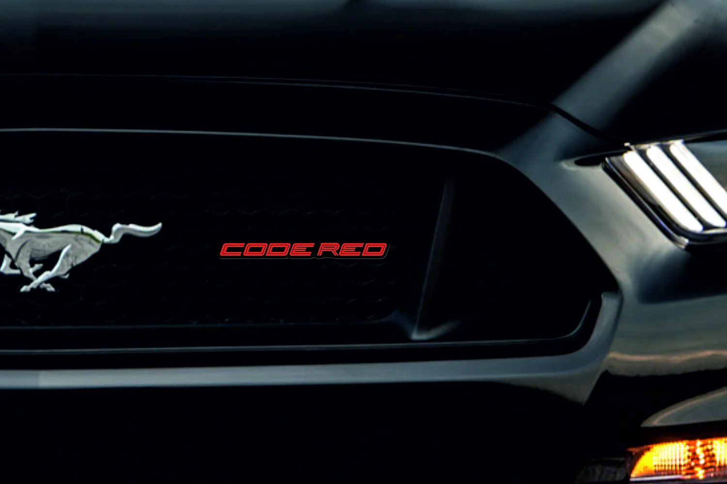 Ford Mustang Emblem & Badge Set - Grille and Tailgate Code Red logo (Type 2) - Image 2