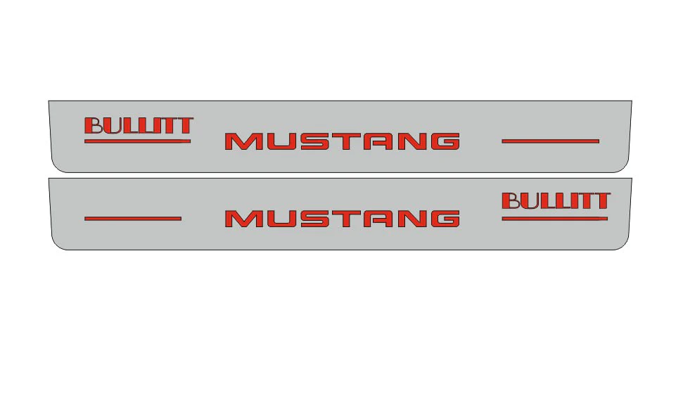 Ford Mustang VI 2015-2023 Illuminated LED Door Sill Plates With BULLITT Logo (type 3)