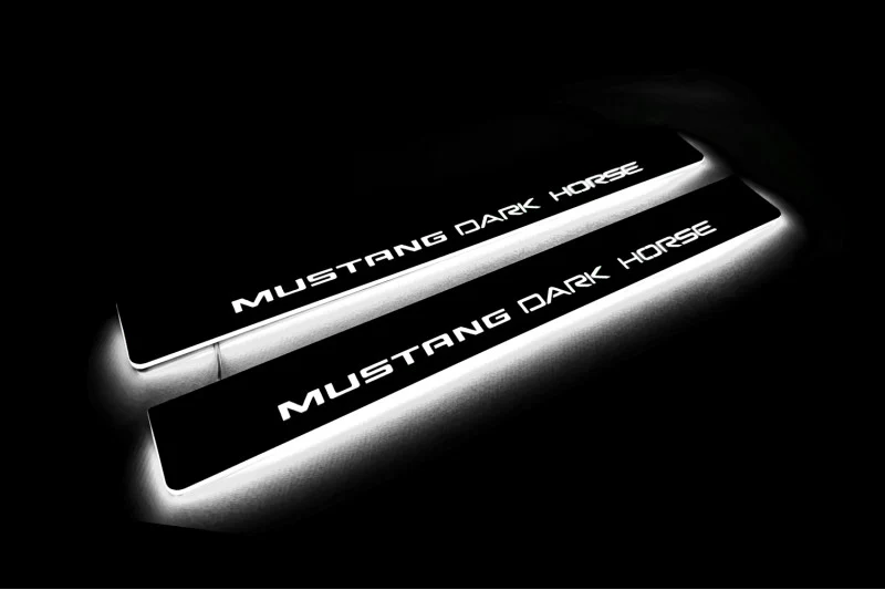 Ford Mustang VII 2023+ Illuminated LED Door Sill Plates With Mustang Dark Horse Logo