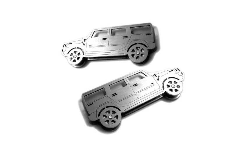 Hummer H2 SUT (2002-2009) Floor Mat Emblem Set – Stainless Steel Badges - Image 2