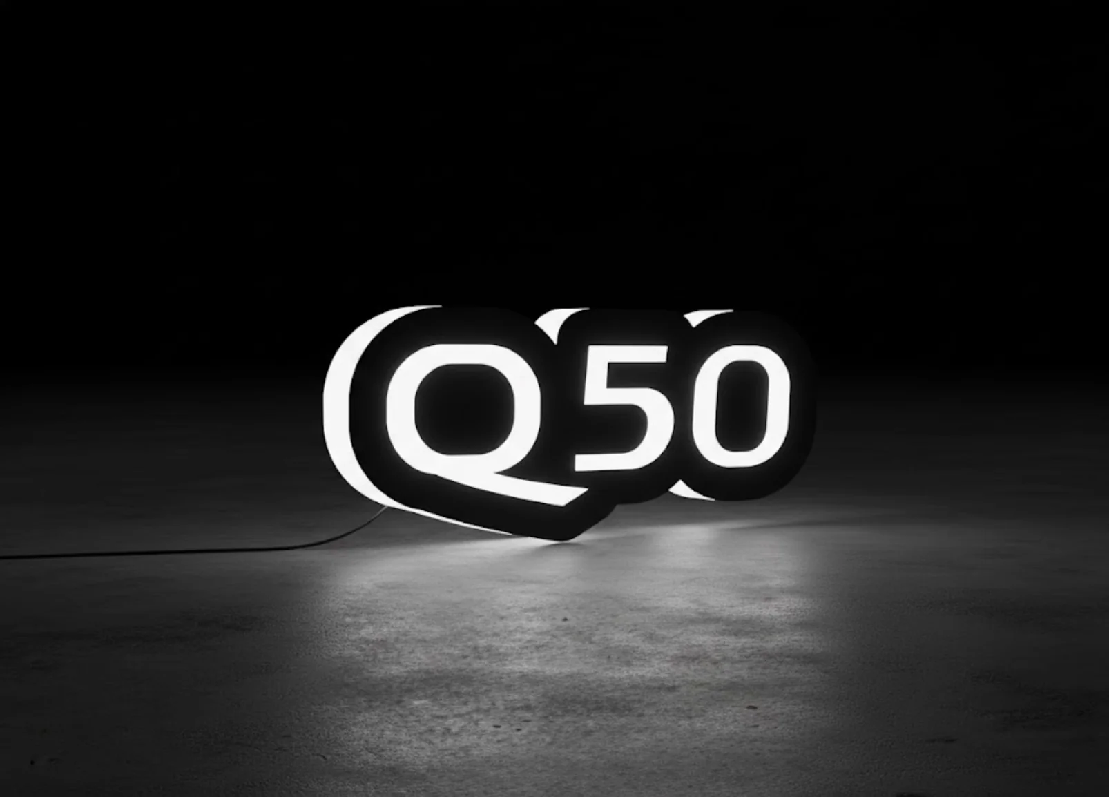 Infiniti Illuminated LED Radiator Grille Emblems and Badges with Q50 logo