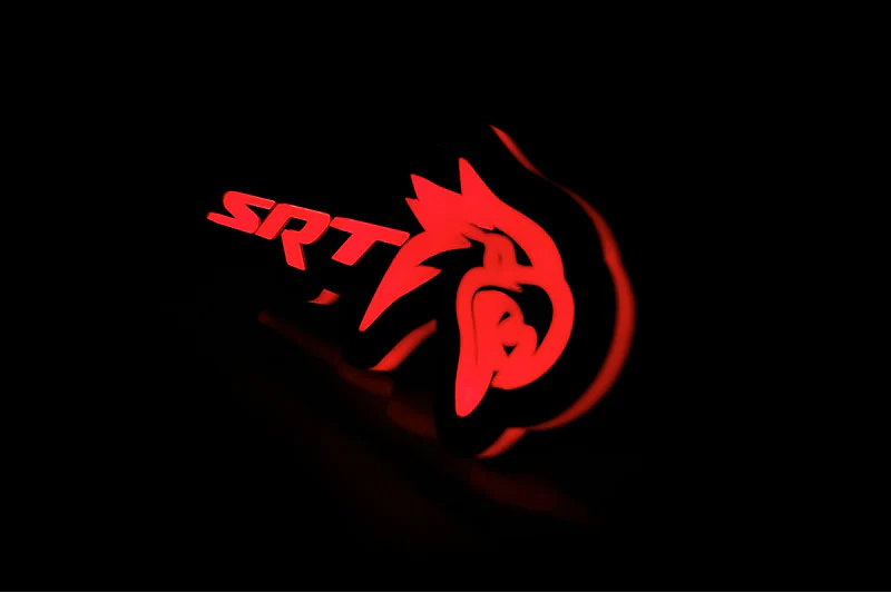 Jeep Illuminated LED Radiator Grille Emblems and Badges with SRT Trackhawk logo - Image 3