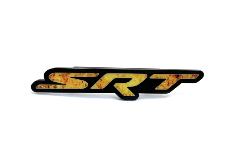 Dodge Challenger trunk rear emblem between tail lights with SRT Fire logo - Image 7