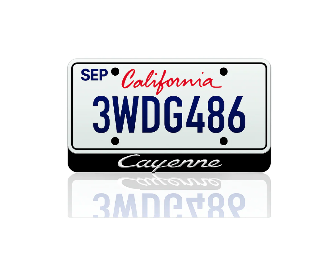 LED License Plate Badge for Porsche Cayenne – Illuminated Rear Emblem with Cayenne Script Logo